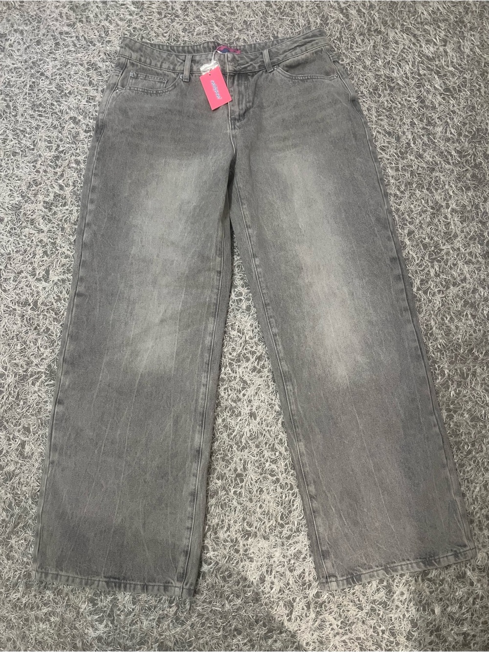 Women’s Edikted Low Rise Gray Acid Wash Baggy Jeans Size Large NWT